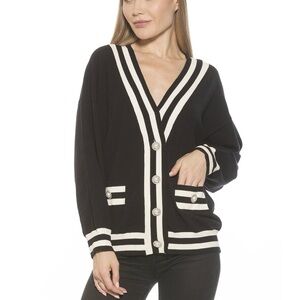 NWOT Alexia Admor Black and Cream Frances Cardigan